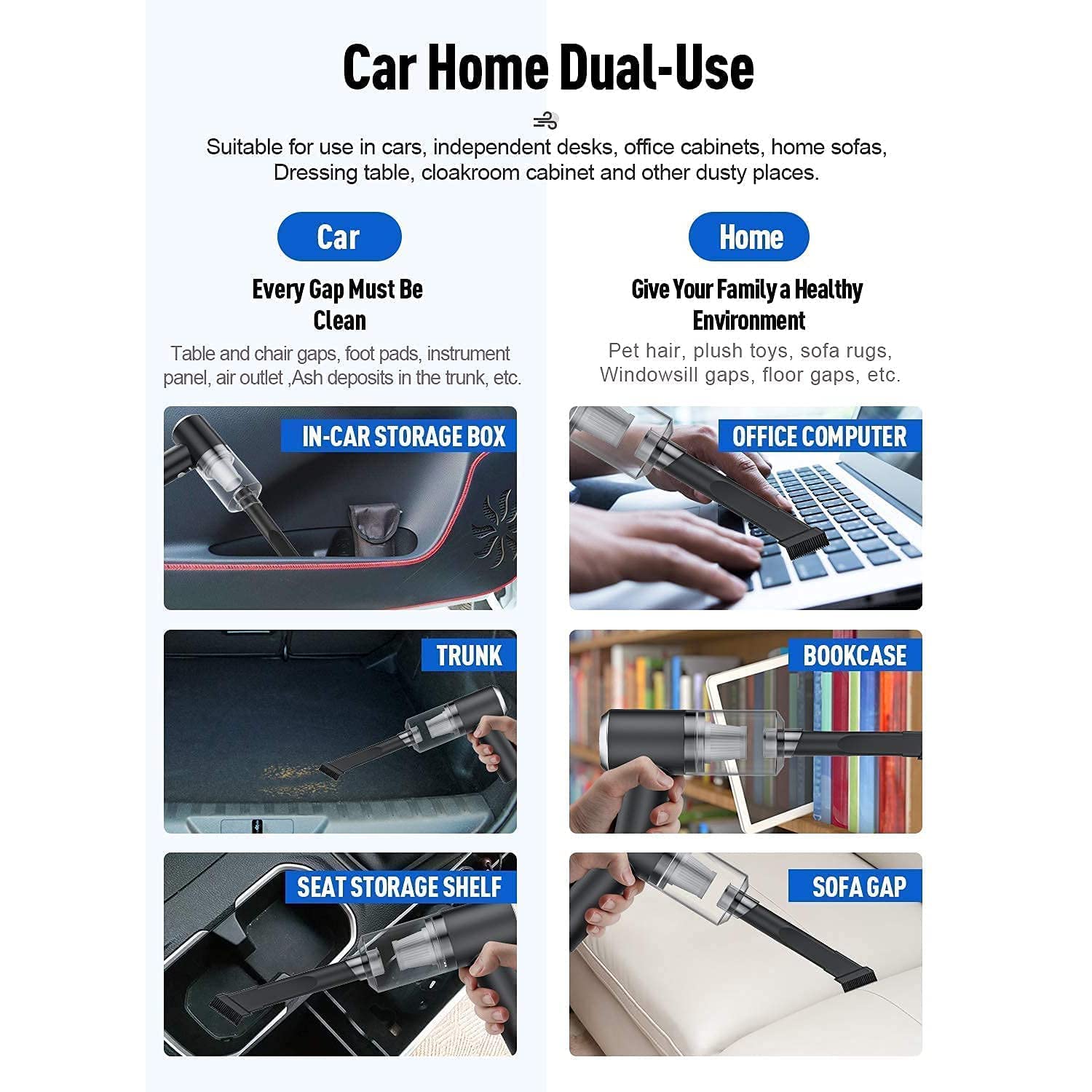 7370 Vacuum Cleaner Dust Collection 2 in 1 Car Vacuum Cleaner 120W High-Power Handheld Wireless Vacuum Cleaner Home Car Dual-use Portable USB Rechargeable 7370 Vacuum Cleaner Dust Collection 2 in 1 Car Vacuum Cleaner 120W High-Power Handheld Wireless Vacuum Cleaner Home Car Dual-use Portable USB Rechargeable